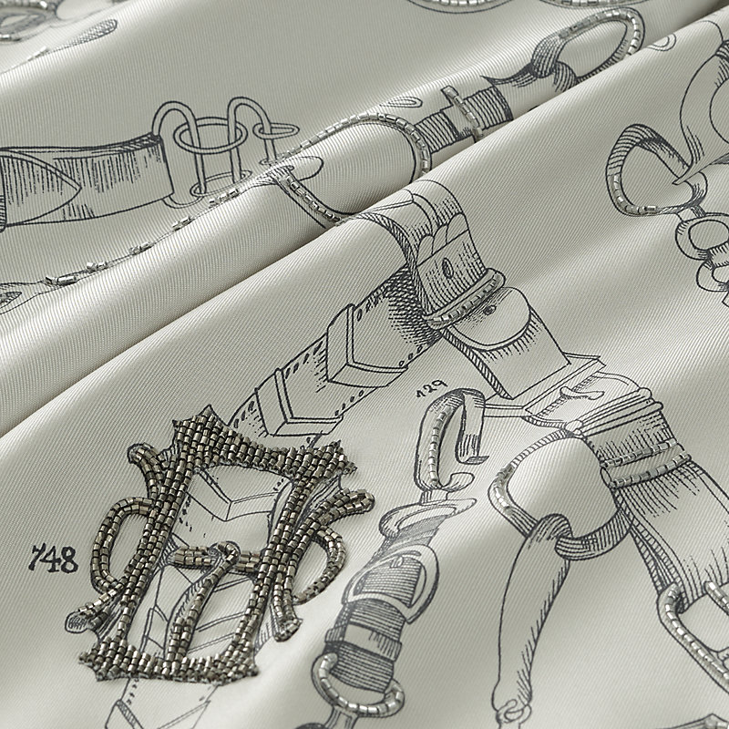 Les Chevaux Dechaines embroidered scarf 140 | Hermès USA